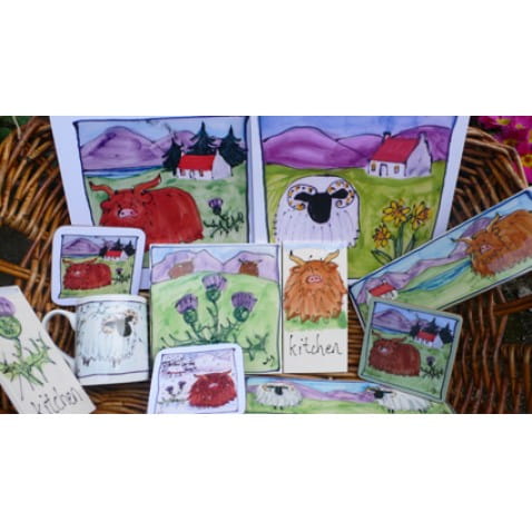 Sheep and Highland Cow themed items - a small selection of what will be in the sale